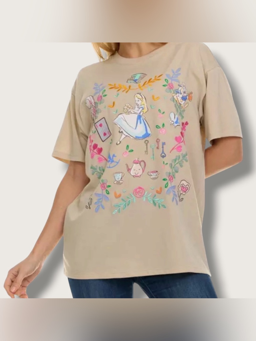 Alice in Wonderland Embroidered Graphic T-Shirt